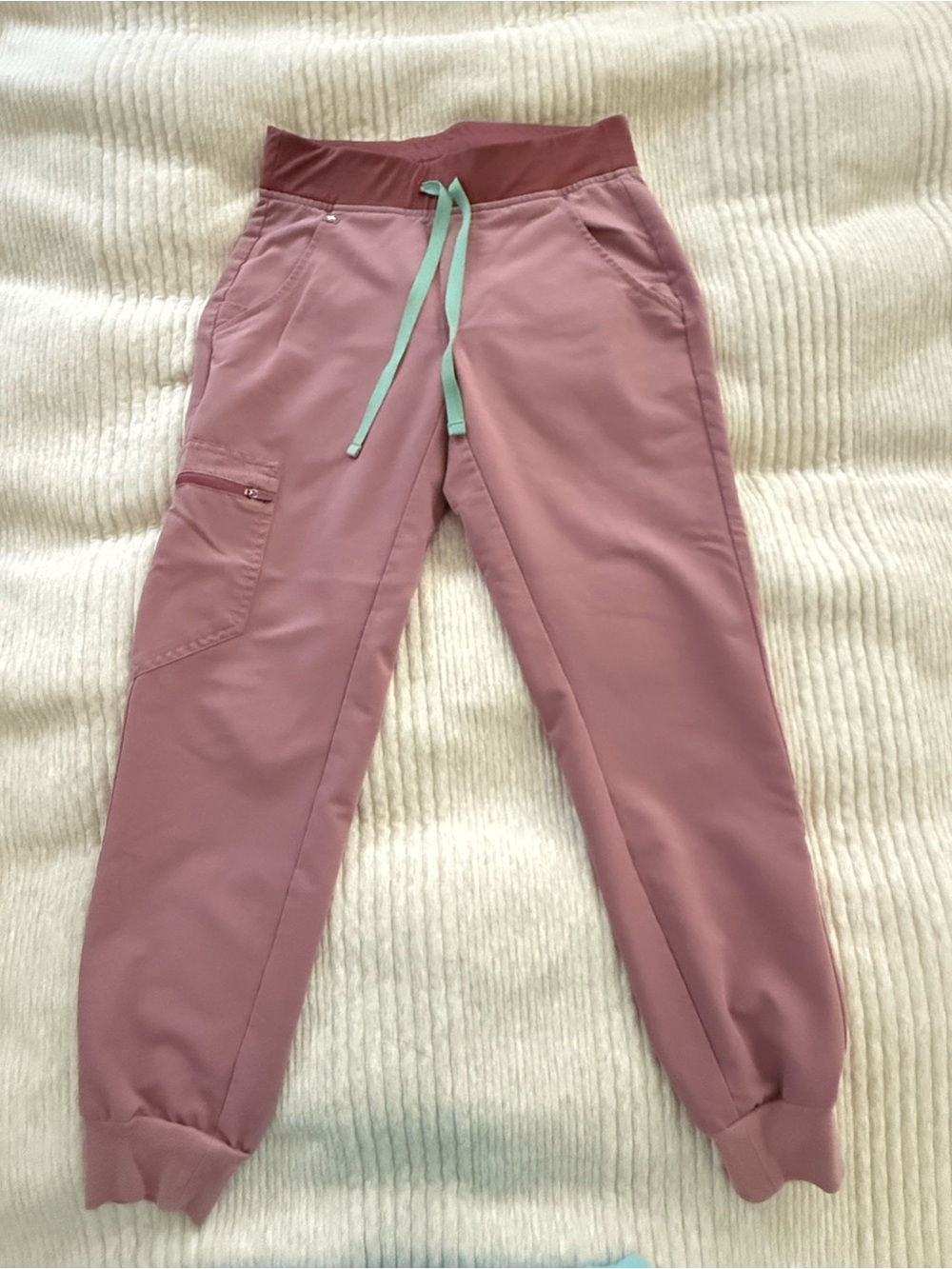 FIGS Mauve Pink Jogger Zamora Scrub Pants Mint Drawstring Cargo Pocket XSP